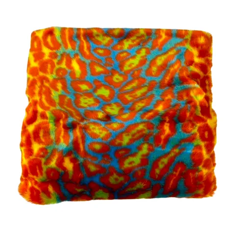 Multicolor Rainbow Leopard Print Faux Fur Fabric