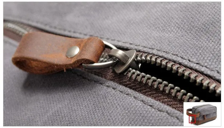 Multifunction Canvas and Leather Handy Sling Hand Pouch - Black