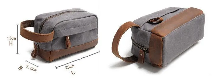 Multifunction Canvas and Leather Handy Sling Hand Pouch - Black