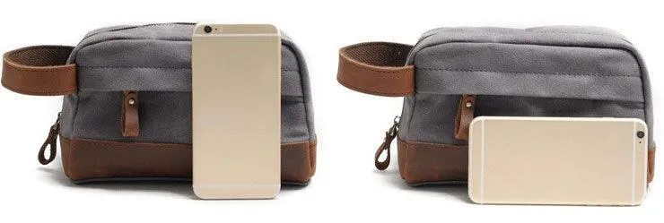 Multifunction Canvas and Leather Handy Sling Hand Pouch - Black