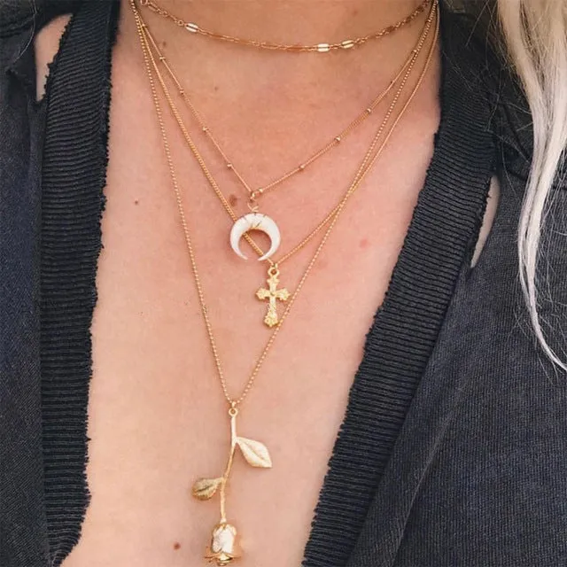 Multilayer Chain Clavicle Streamlined Mary Virgin Pendant Hot offer