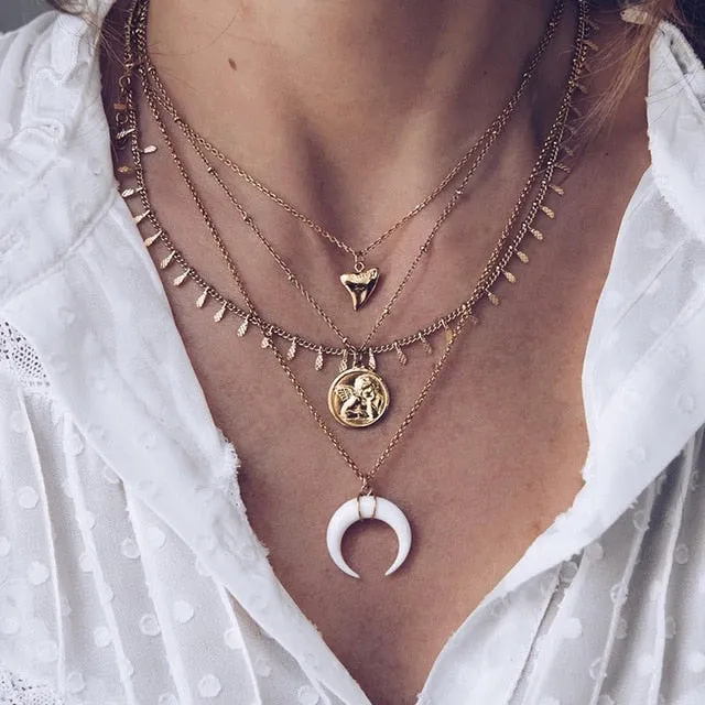 Multilayer Chain Clavicle Streamlined Mary Virgin Pendant Hot offer