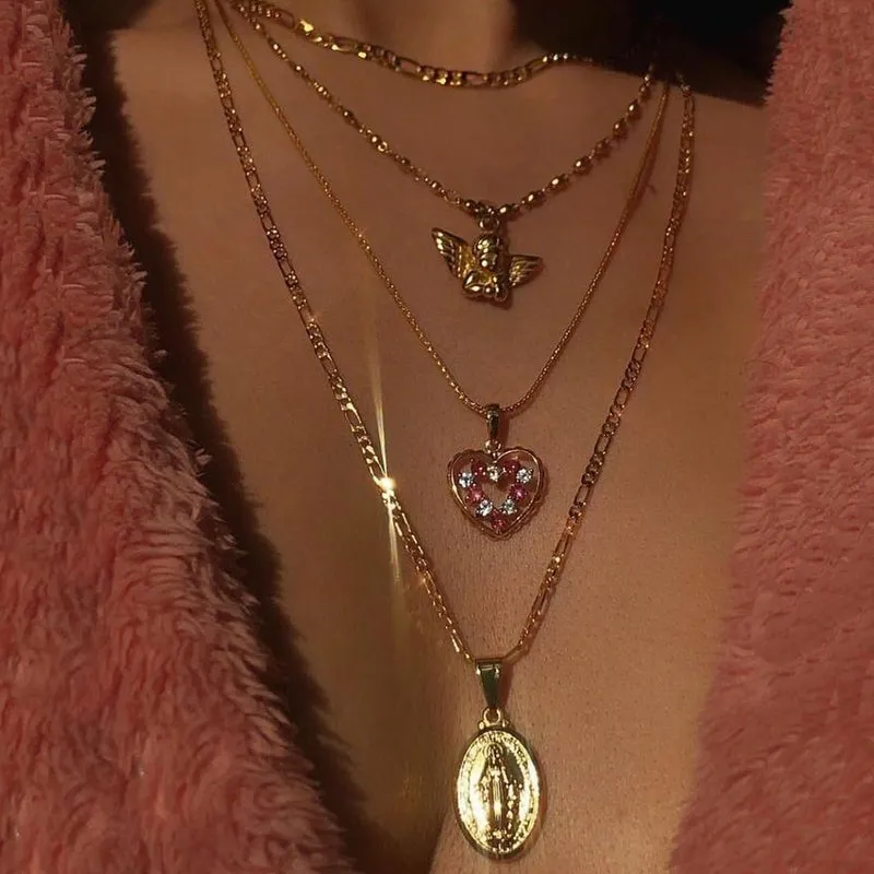 Multilayer Chain Clavicle Streamlined Mary Virgin Pendant Hot offer