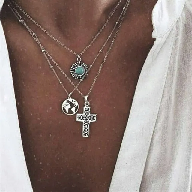 Multilayer Chain Clavicle Streamlined Mary Virgin Pendant Hot offer