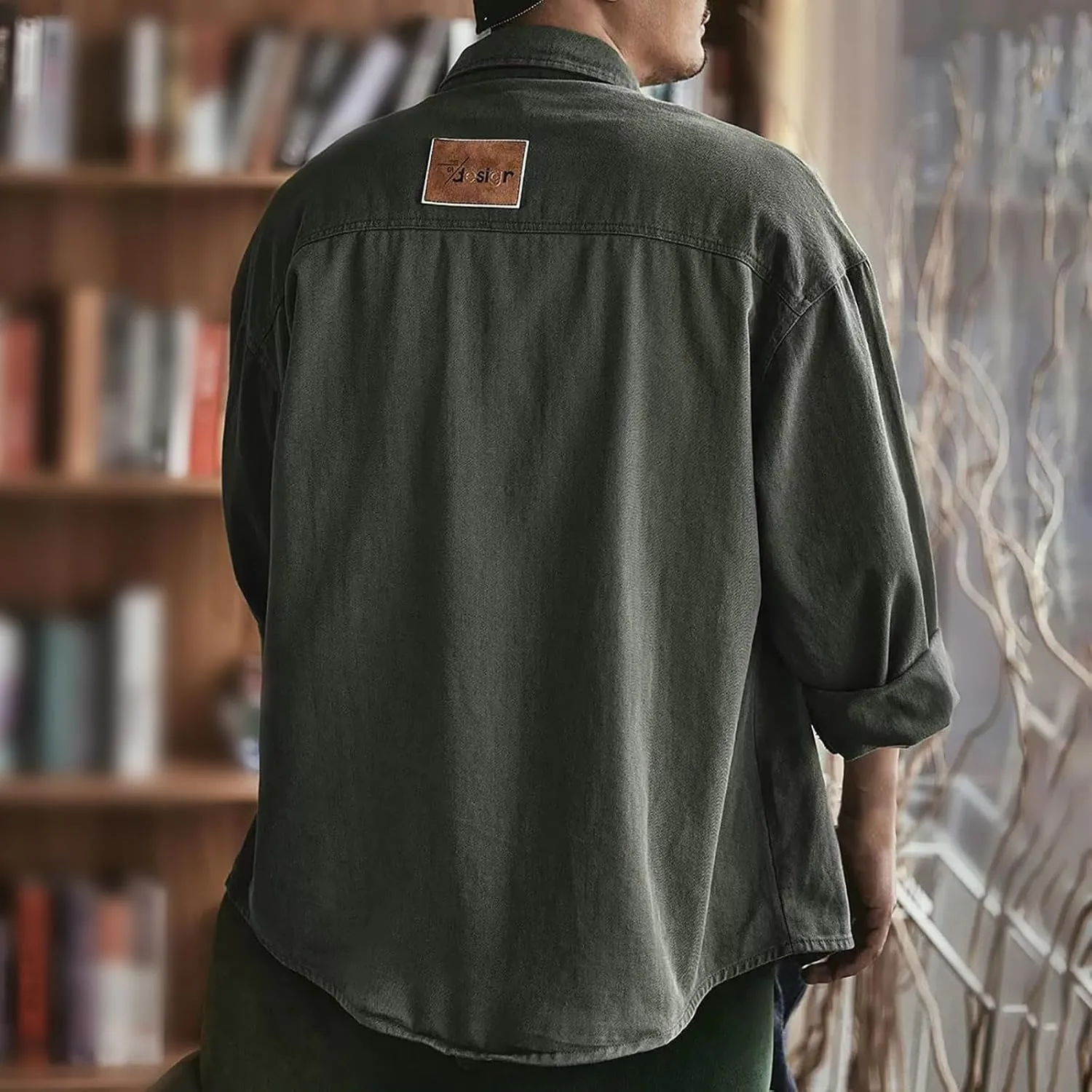 Muscularfit Stylish Jackets for Mens Vintage Solid Button Down Workwear Loose Fit Flap Collar Jackets Casual Fall Jacket Coat