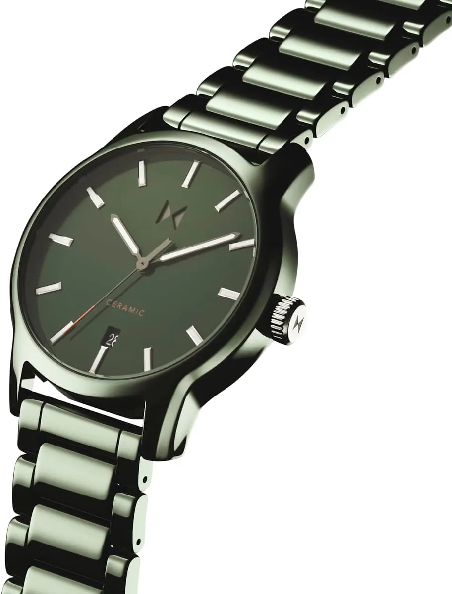 MVMT Classic II Men's 3 Hand Quartz Watch, Ceramic Link Bracelet Water Resistant up to 3ATM/30 Meters - Everyday Sport Wear for Him - 44mm