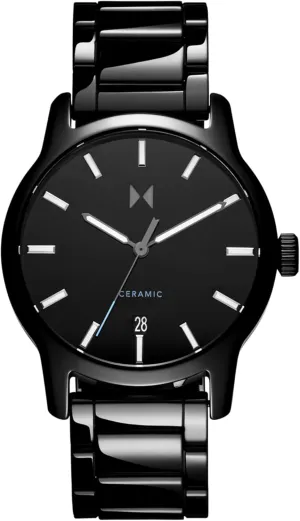 MVMT Classic II Men's 3 Hand Quartz Watch, Ceramic Link Bracelet Water Resistant up to 3ATM/30 Meters - Everyday Sport Wear for Him - 44mm