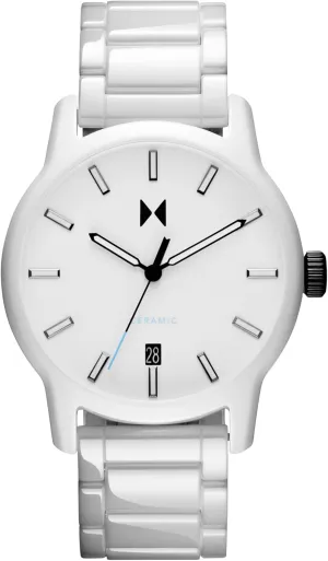 MVMT Classic II Men's 3 Hand Quartz Watch, Ceramic Link Bracelet Water Resistant up to 3ATM/30 Meters - Everyday Sport Wear for Him - 44mm
