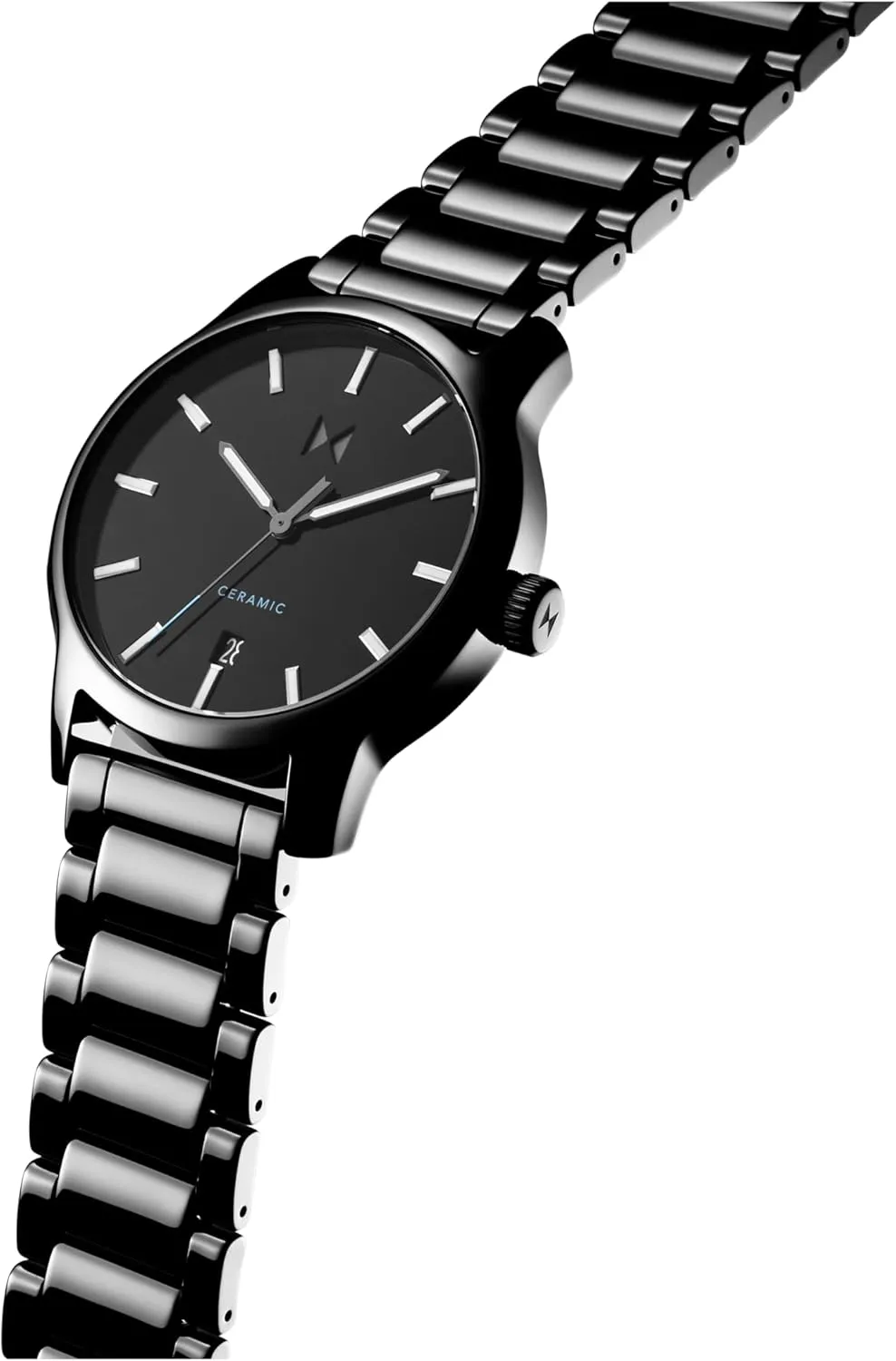 MVMT Classic II Men's 3 Hand Quartz Watch, Ceramic Link Bracelet Water Resistant up to 3ATM/30 Meters - Everyday Sport Wear for Him - 44mm