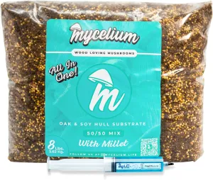 Mycelium Mushroom Growing Kit, Red Reishi Gourmet I Oak & Soy Hull Substrate I High Yield Proprietary Mix I Sterile Grow Bag with 20ml Liquid Culture Syringe for Starter & Pro Home Growers, 8lbs