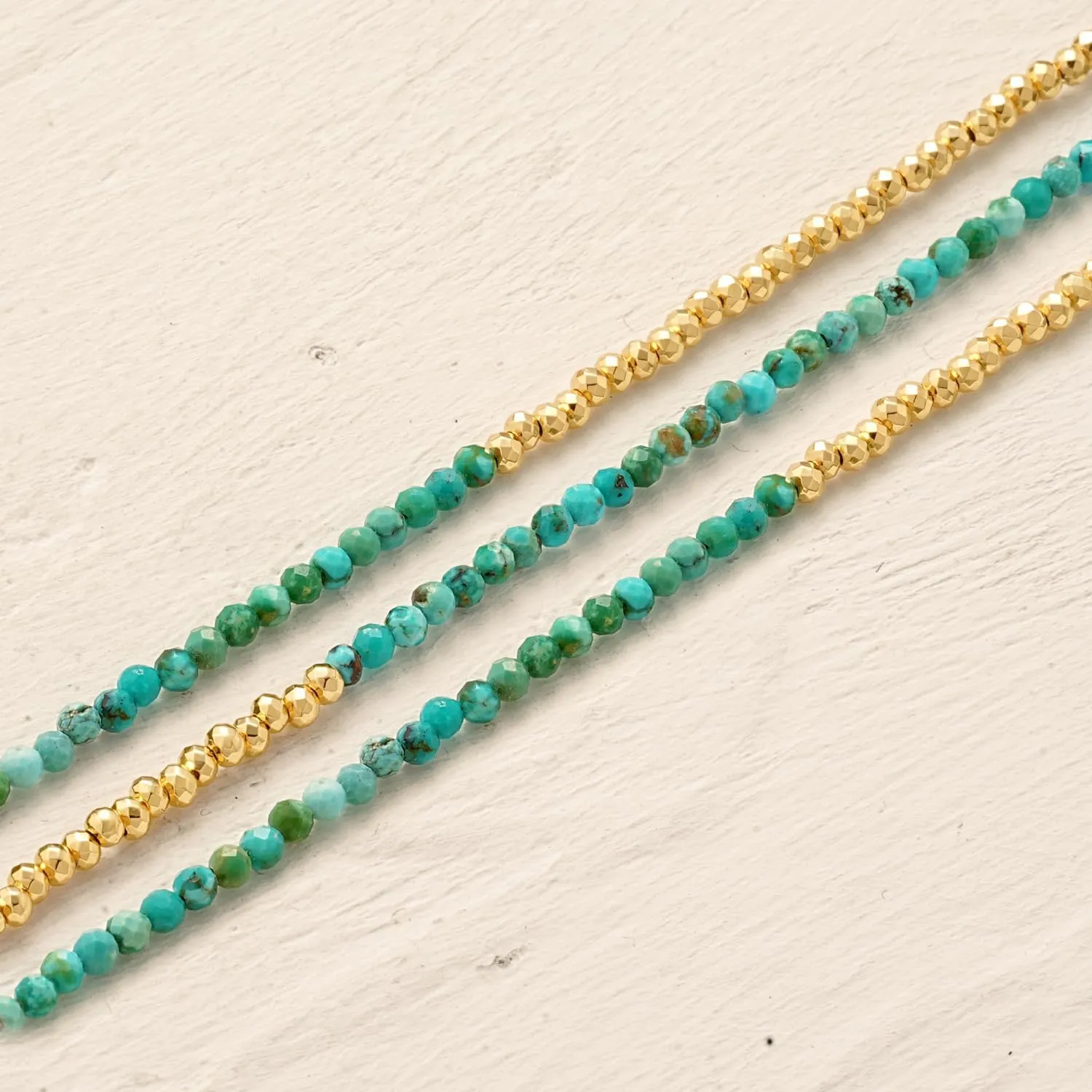 MYEARS Women Beaded Bracelet Gold Double Layer Gemstone 14K Simple Dainty Handmade Chain Everyday Boho Beach Jewelry