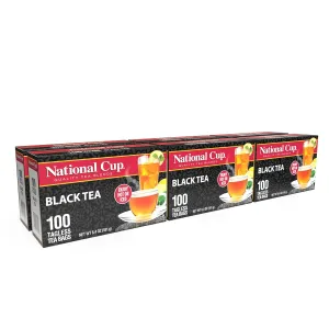 National Cup Black Tea Blend Flavourful, Smooth, Robust Caffeinated Black Tea Made with Natural Ingredients 100 Tea Bags Pack of 6, Served Hot or Iced
