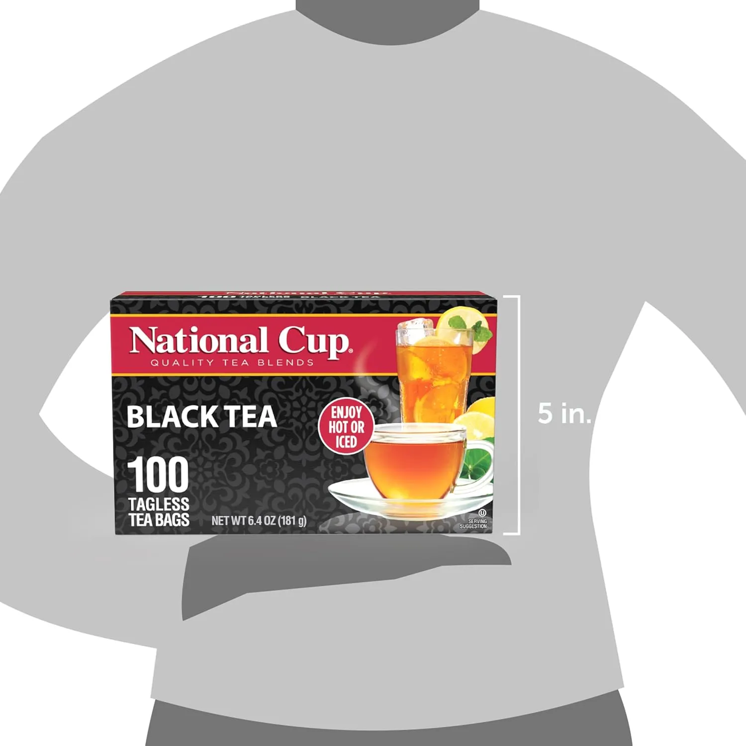 National Cup Black Tea Blend Flavourful, Smooth, Robust Caffeinated Black Tea Made with Natural Ingredients 100 Tea Bags Pack of 6, Served Hot or Iced