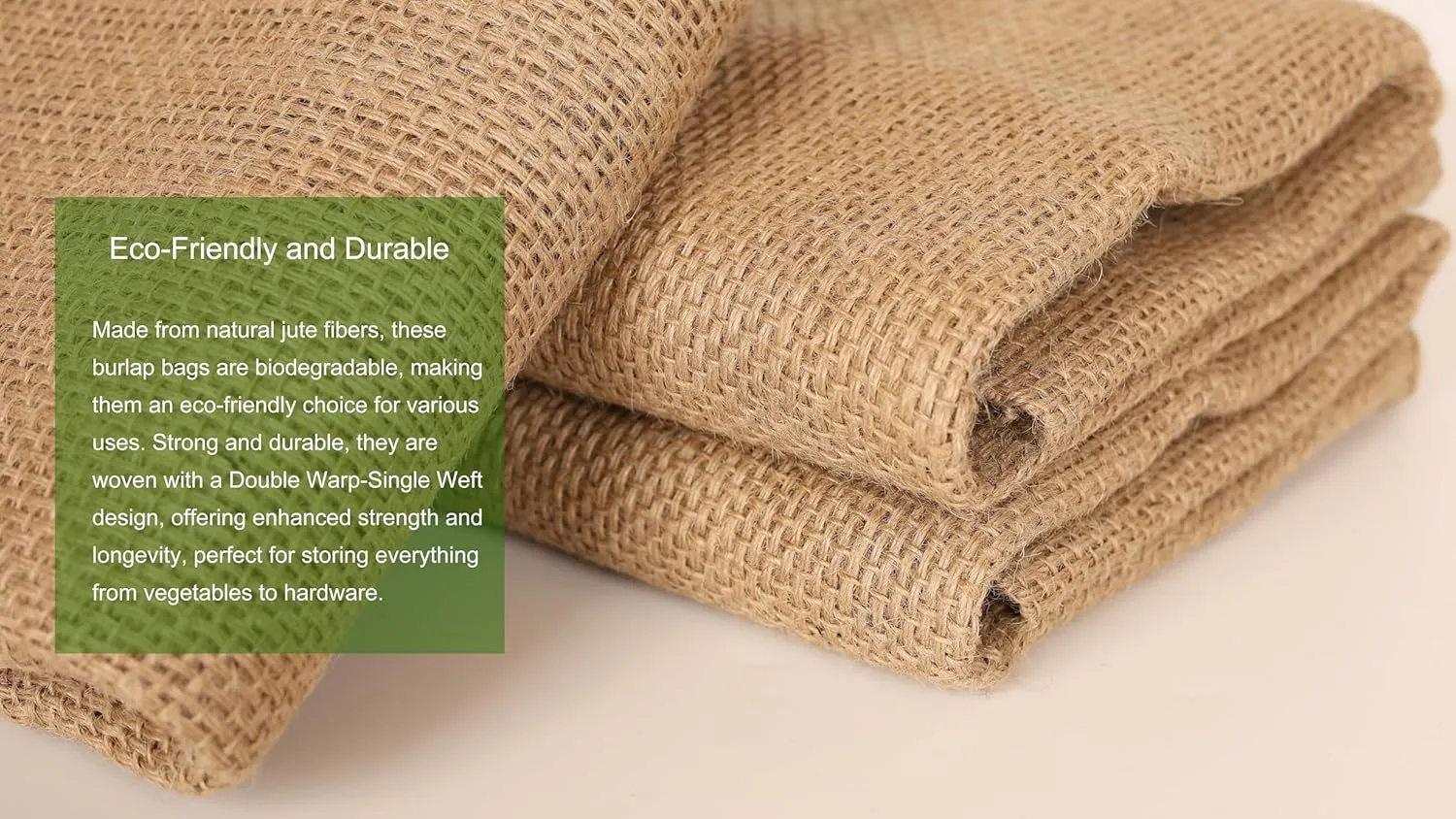 Natural Burlap Bags 19" X 29" with Drawstring, 3 Pack – Eco-Friendly Durable Brown Burlap Bags for Storage, Agriculture, Flood Control, Gardening and Frost Protection