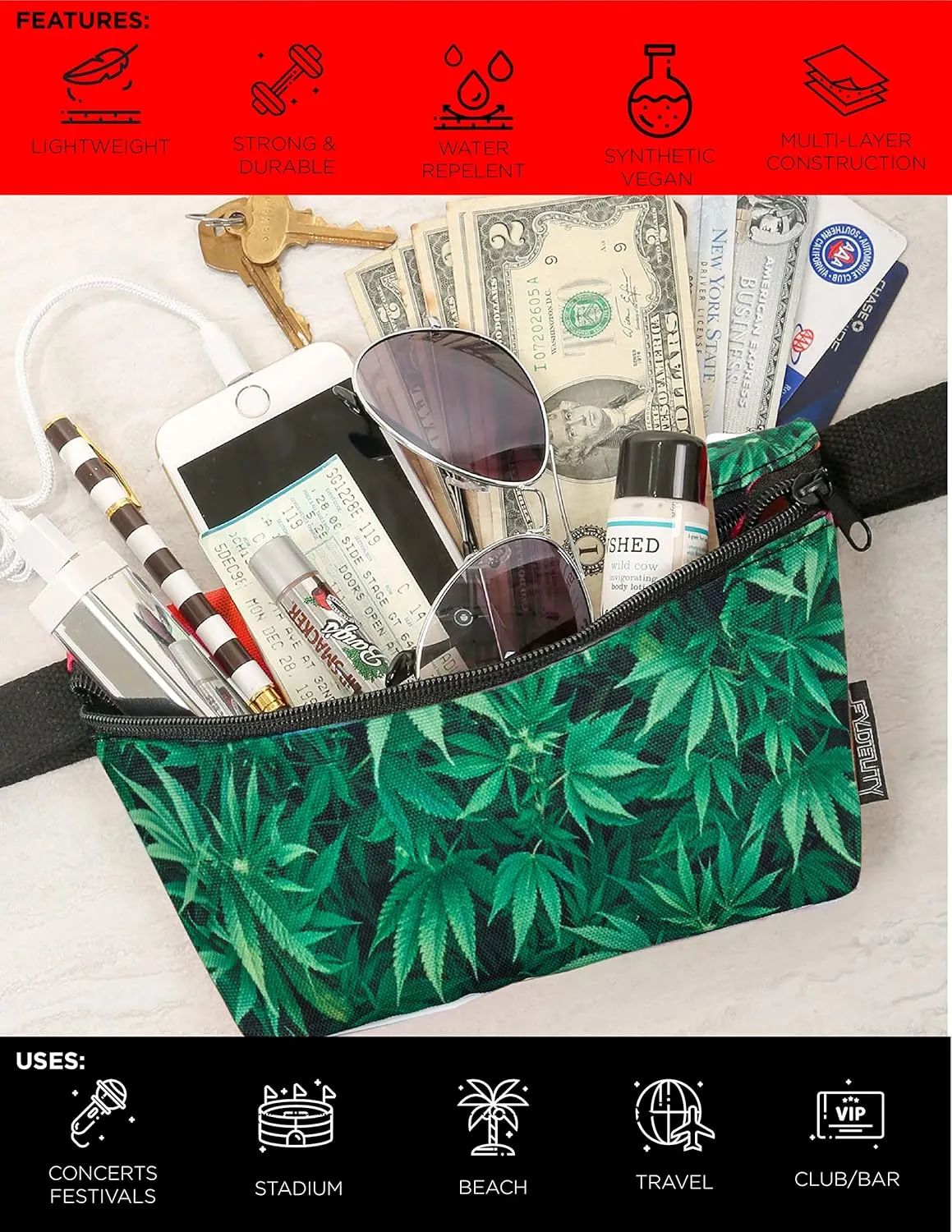 NC-17 90s Black Fanny Pack Crossbody Bags for Women Festival Bag Small Fanny Packs for Women Fashionable Concert Rave Accessories Fanny Pack for Men Womens Fashion Waist (83121)