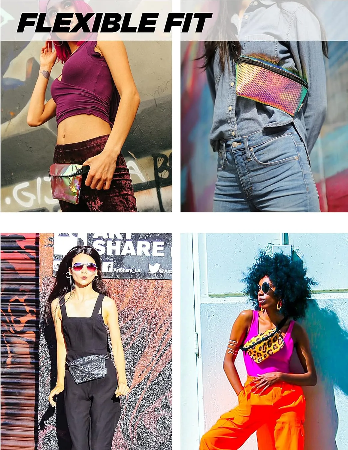 NC-17 90s Black Fanny Pack Crossbody Bags for Women Festival Bag Small Fanny Packs for Women Fashionable Concert Rave Accessories Fanny Pack for Men Womens Fashion Waist (83121)