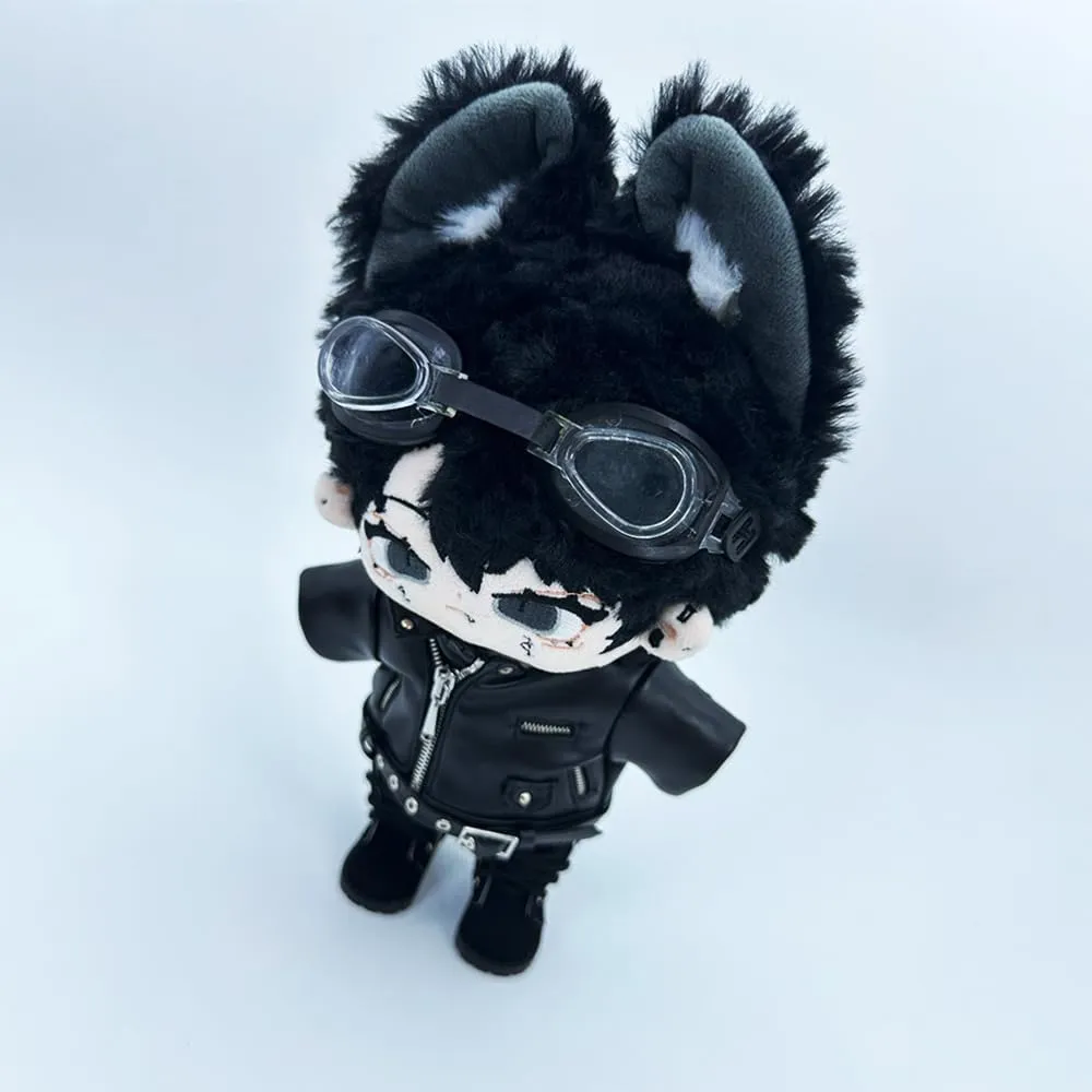 niannyyhouse 20cm Plush Doll Clothes Leather Coat Jeans Glasses Vest Shoes Jacket Outfit 8in Dolls Dress Up (Brown-20cm)