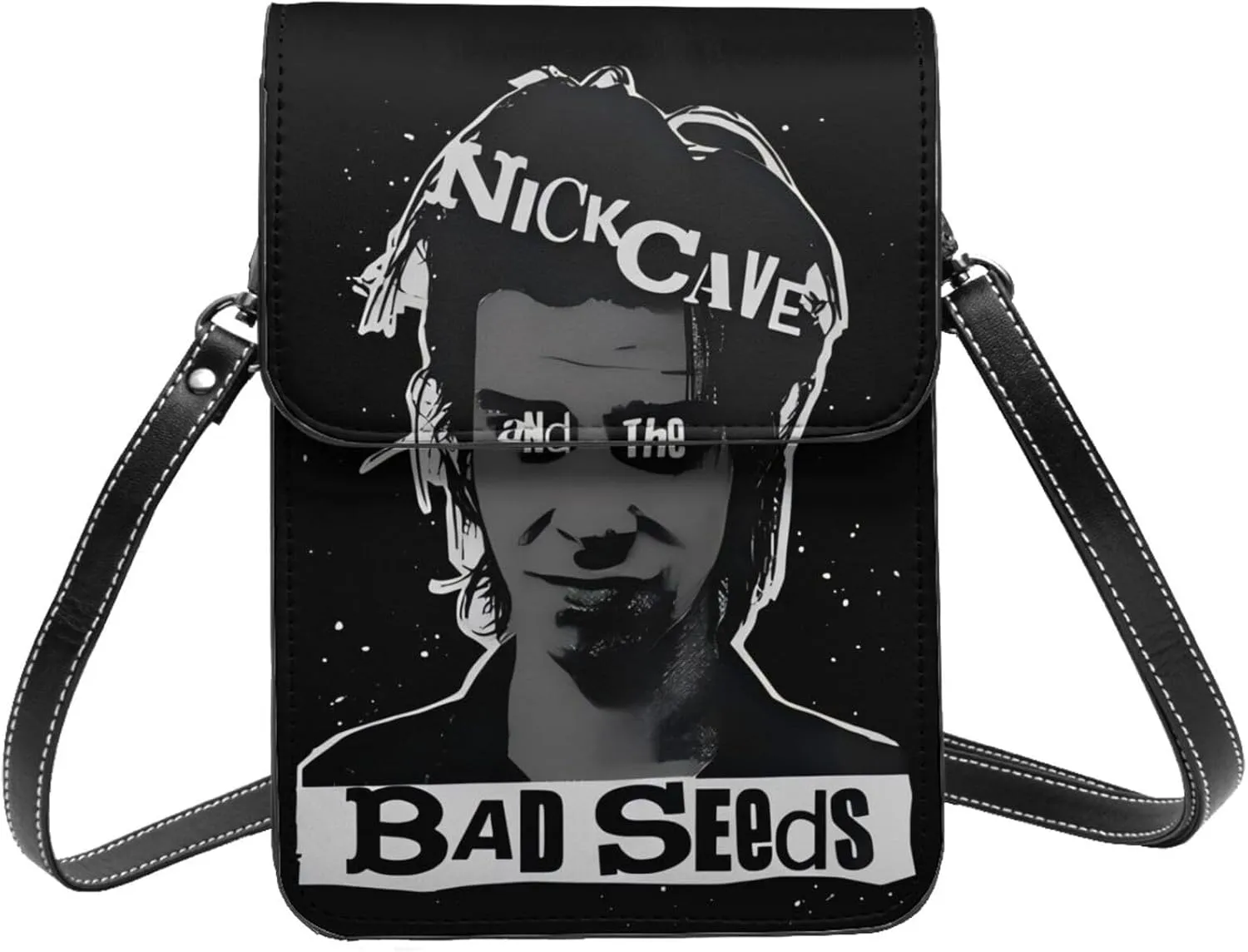Nick Rock Cave and The Bad Music Seeds Small Cell Phone Purse Womens PU leather Crossbody Bag Fashion Shoulder Bags Wallet For Adults Adjustable Strap Sling Bag