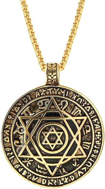 NIGHTCRUZ Seal Solomon Hexagram Necklace, Six-pointed Star Pendant with 12 Constellation