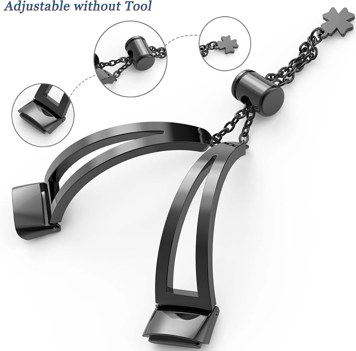 Ninki Slim Bracelet Compatible with Fitbit Luxe Bands for Women - Metal, Dressy Bracelet Adjustable Strap Ladies Jewelry Chain Slim Replacement Band for Fitbit Luxe - Black
