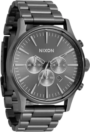 NIXON Sentry Chrono A1390-100m Water Resistant Men's Analog Classic Watch (42mm Watch Face, 23mm-20mm Stainless Steel Band)