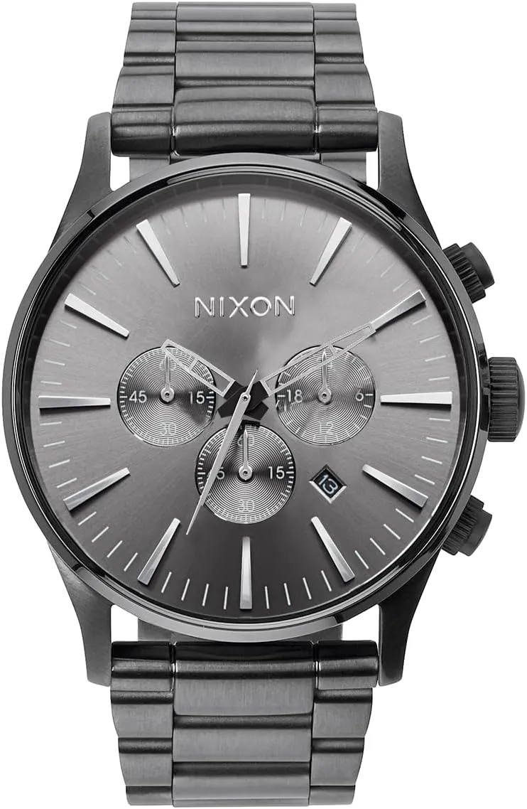 NIXON Sentry Chrono A1390-100m Water Resistant Men's Analog Classic Watch (42mm Watch Face, 23mm-20mm Stainless Steel Band)