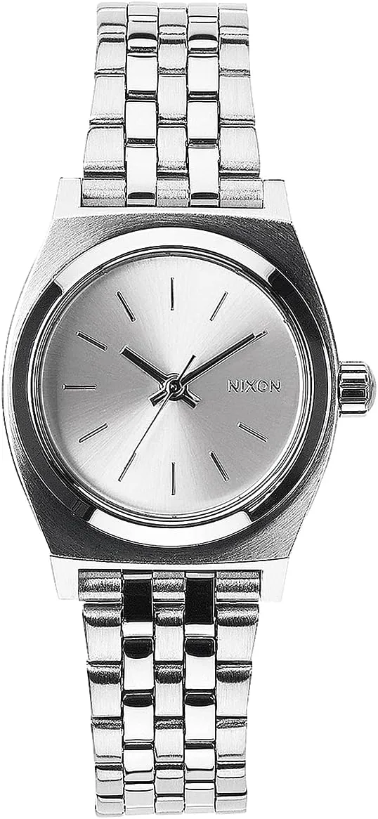 NIXON Small Time Teller A399 - 100m Water Resistant Analog Classic Watch (26mm Watch Face, 12mm-14mm Custom 5 Link Stainless Steel Band)