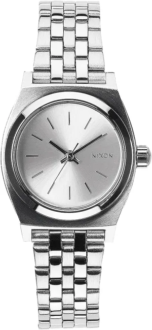 NIXON Small Time Teller A399 - 100m Water Resistant Analog Classic Watch (26mm Watch Face, 12mm-14mm Custom 5 Link Stainless Steel Band)