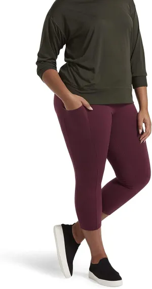 No Nonsense Women's Classic Denim Capri Leggings with Pockets, Comfortable Stretch Pull on Pants