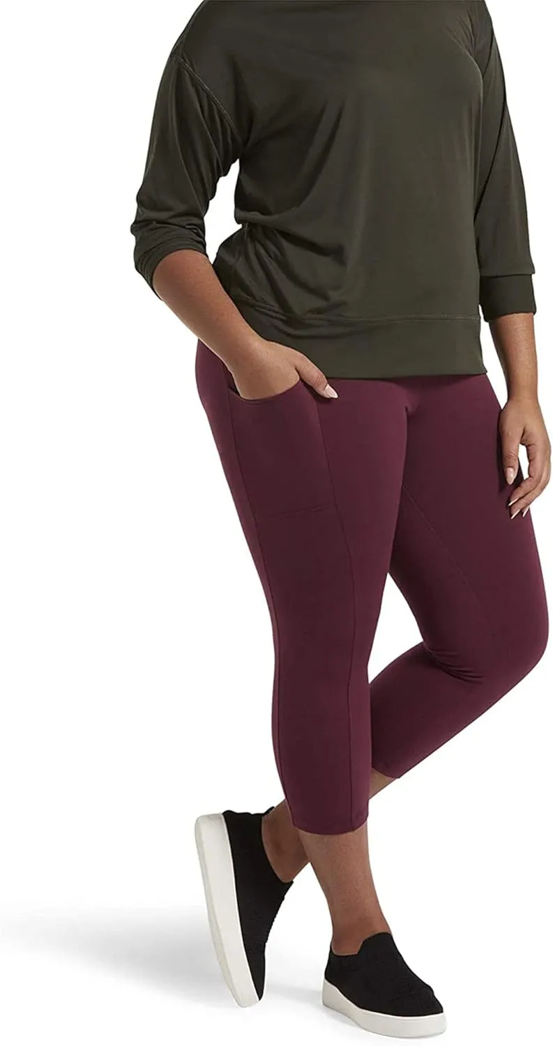 No Nonsense Women's Classic Denim Capri Leggings with Pockets, Comfortable Stretch Pull on Pants
