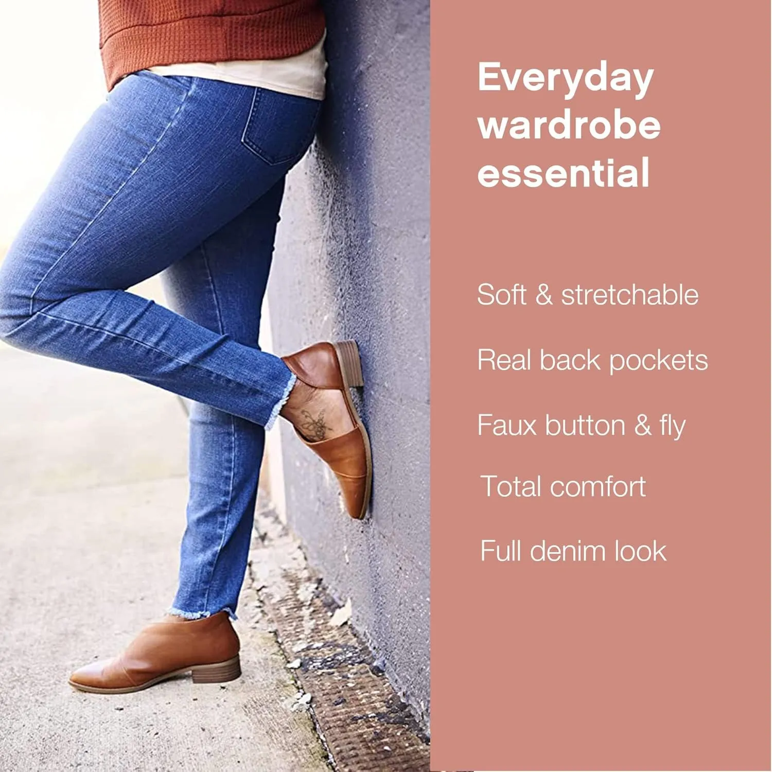 No nonsense Women's Frayed Edge Denim Leggings