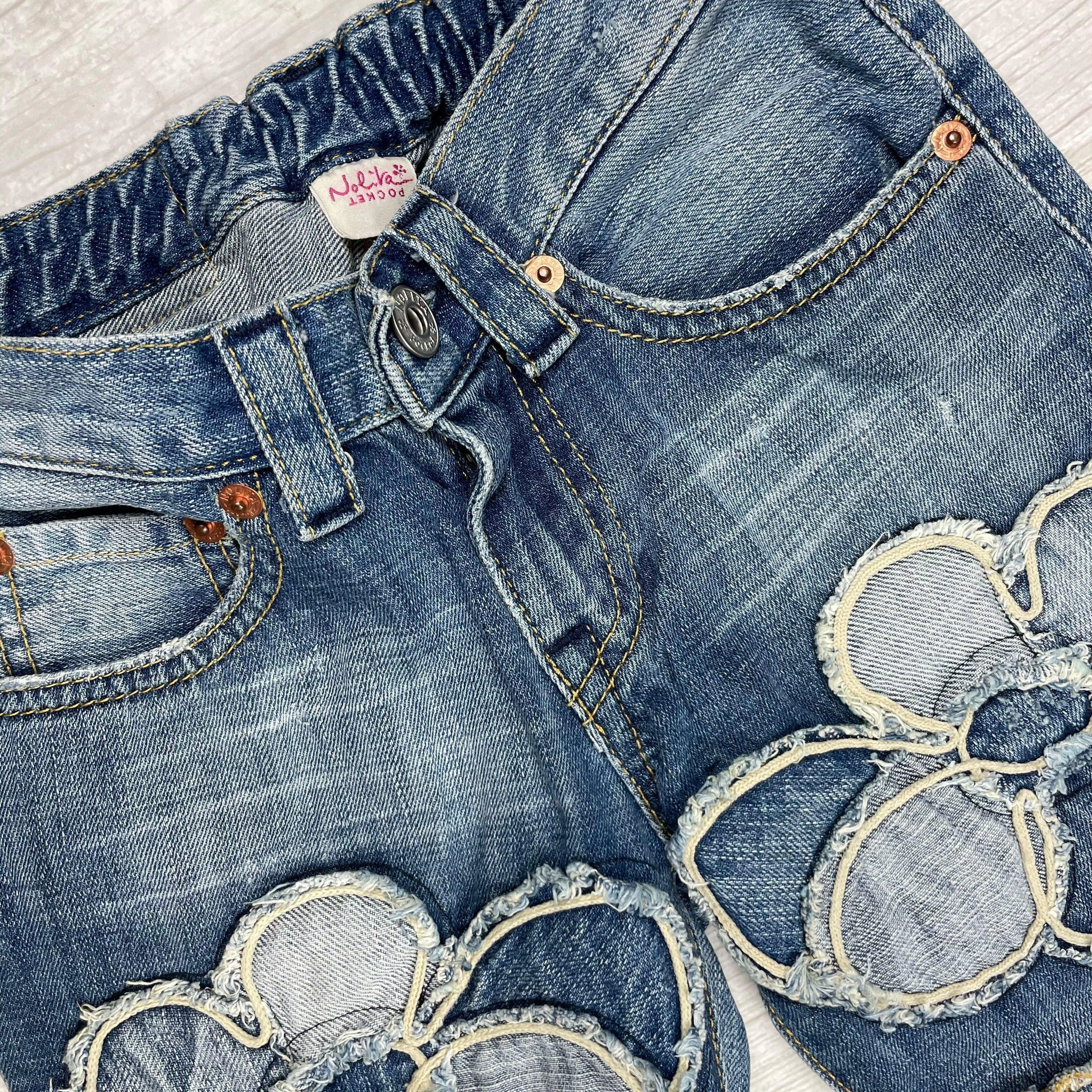 Nolita Pocket Girls Italian Denim Appliqué Bootleg Jeans - Size 6Y