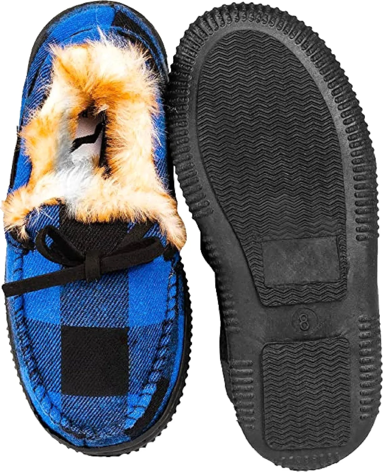 NORTY Size Fleece Buffalo Plaid Slippers for Kids- Slip-On Toddler House Shoes for Boys and Girls - Suede Sole - Runs True to Size