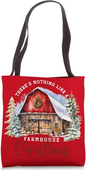 Nothing Like A Farmhouse Christmas Retro-Style Festive Tote Bag