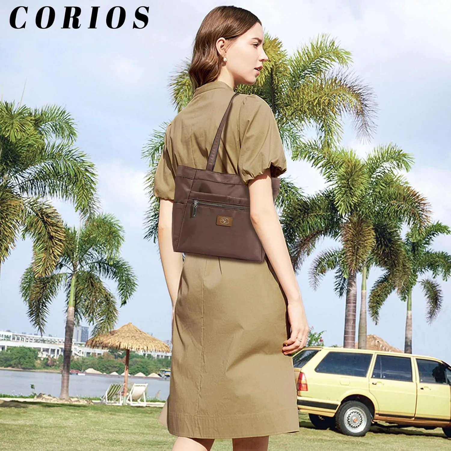 Nylon Shoulder Bag for Women Waterproof Handbag Casual Lightweight Tote Bag Multi Pockets Top Handle Bag Underarm Bag