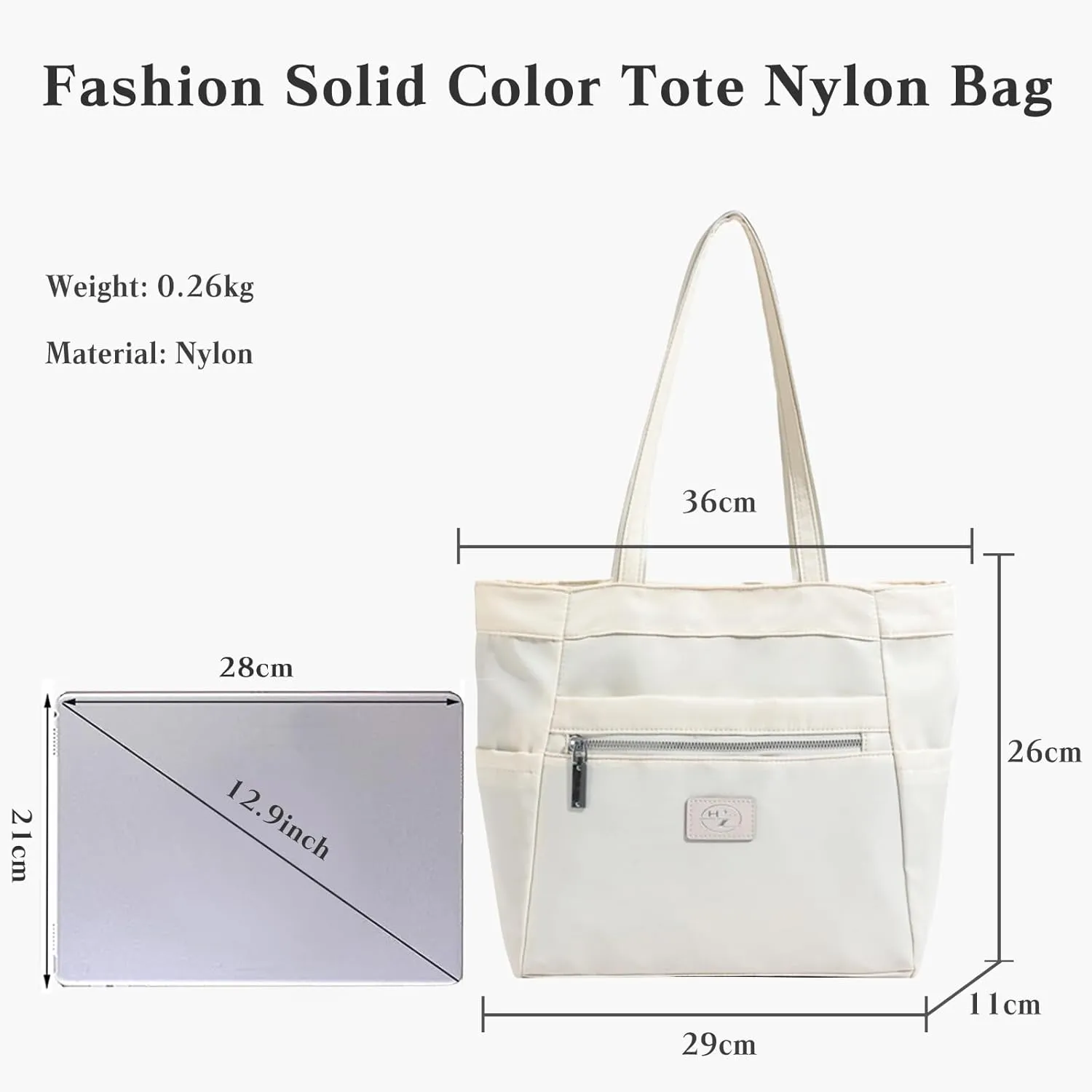 Nylon Shoulder Bag for Women Waterproof Handbag Casual Lightweight Tote Bag Multi Pockets Top Handle Bag Underarm Bag