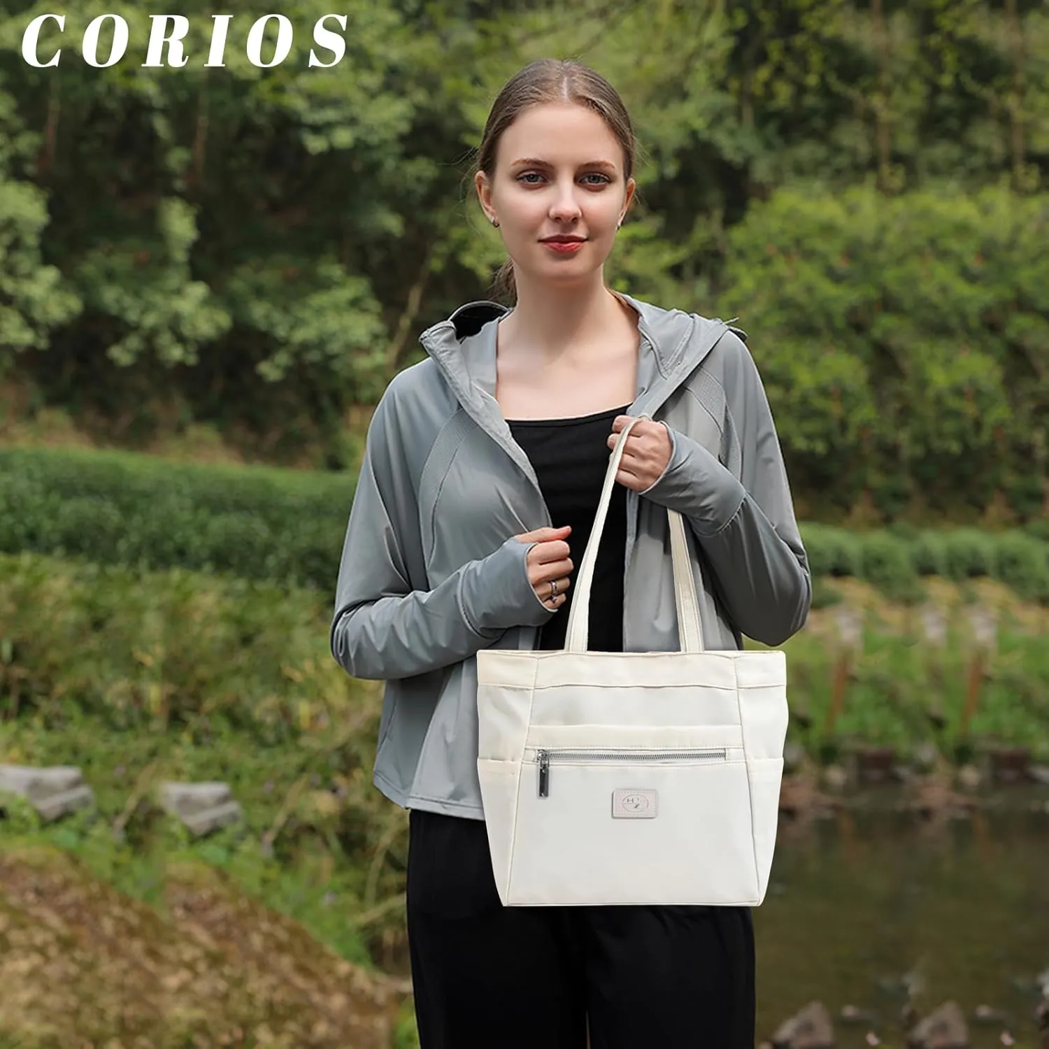 Nylon Shoulder Bag for Women Waterproof Handbag Casual Lightweight Tote Bag Multi Pockets Top Handle Bag Underarm Bag