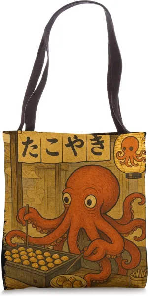 Octopus Takoyaki Vendor Japanese Yatai Street Food Ukiyoe Tote Bag