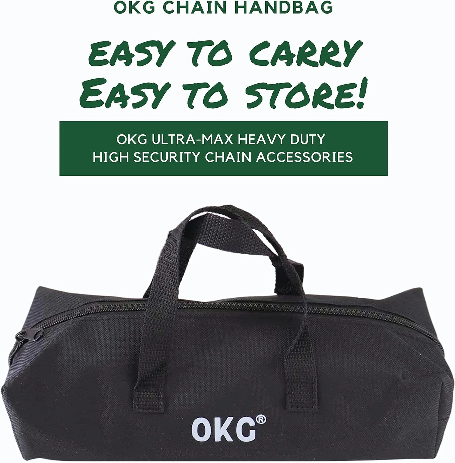 OKG Ultra Security Chain - 5.3ft x 3/8 in. Heavy Duty Bicycle Lock Chain - 10mm Special Hardened Alloy Steel - Ideal for Motorcycles, Generators, Ebikes