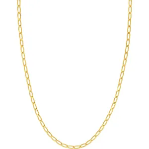 Olas d'Oro - 14K Yellow Gold 3.80mm Long Link Curb Chain Necklace - 24" Length, 12.86 Grams