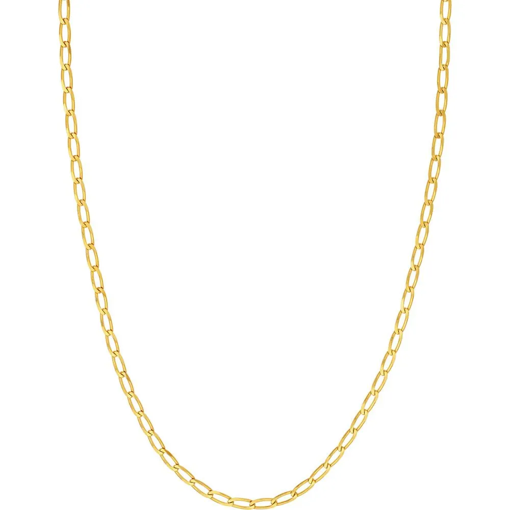 Olas d'Oro - 14K Yellow Gold 3.80mm Long Link Curb Chain Necklace - 24" Length, 12.86 Grams