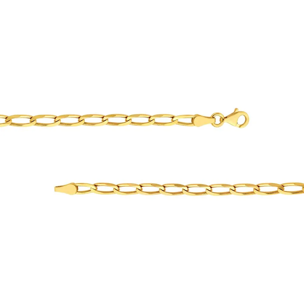 Olas d'Oro - 14K Yellow Gold 3.80mm Long Link Curb Chain Necklace - 24" Length, 12.86 Grams