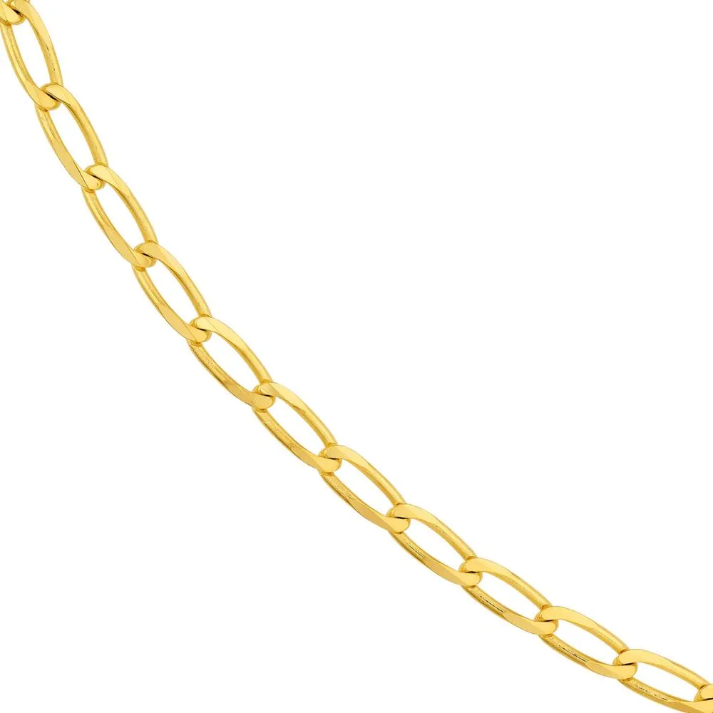 Olas d'Oro - 14K Yellow Gold 3.80mm Long Link Curb Chain Necklace - 24" Length, 12.86 Grams