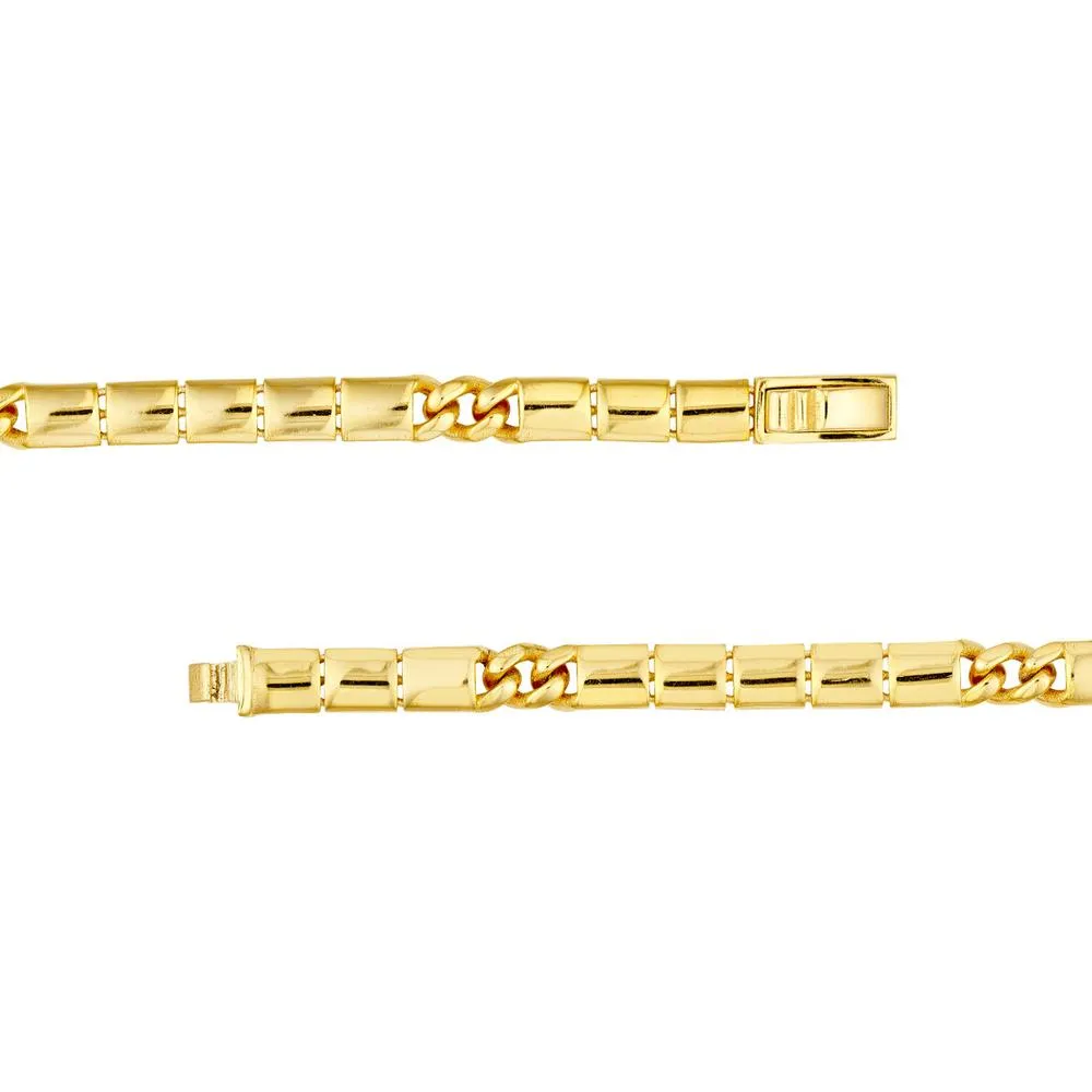 Olas d'Oro - 14K Yellow Gold 4.70mm Hollow Round Box Lock Chain Bracelet 8" Length