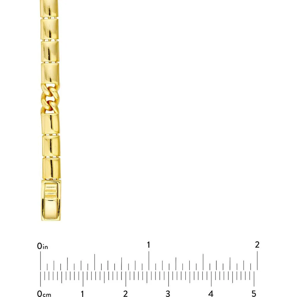 Olas d'Oro - 14K Yellow Gold 4.70mm Hollow Round Box Lock Chain Bracelet 8" Length