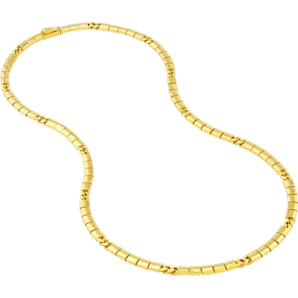 Olas d'Oro - 14K Yellow Gold 4.70mm Hollow Round Box Lock Chain Bracelet 8" Length