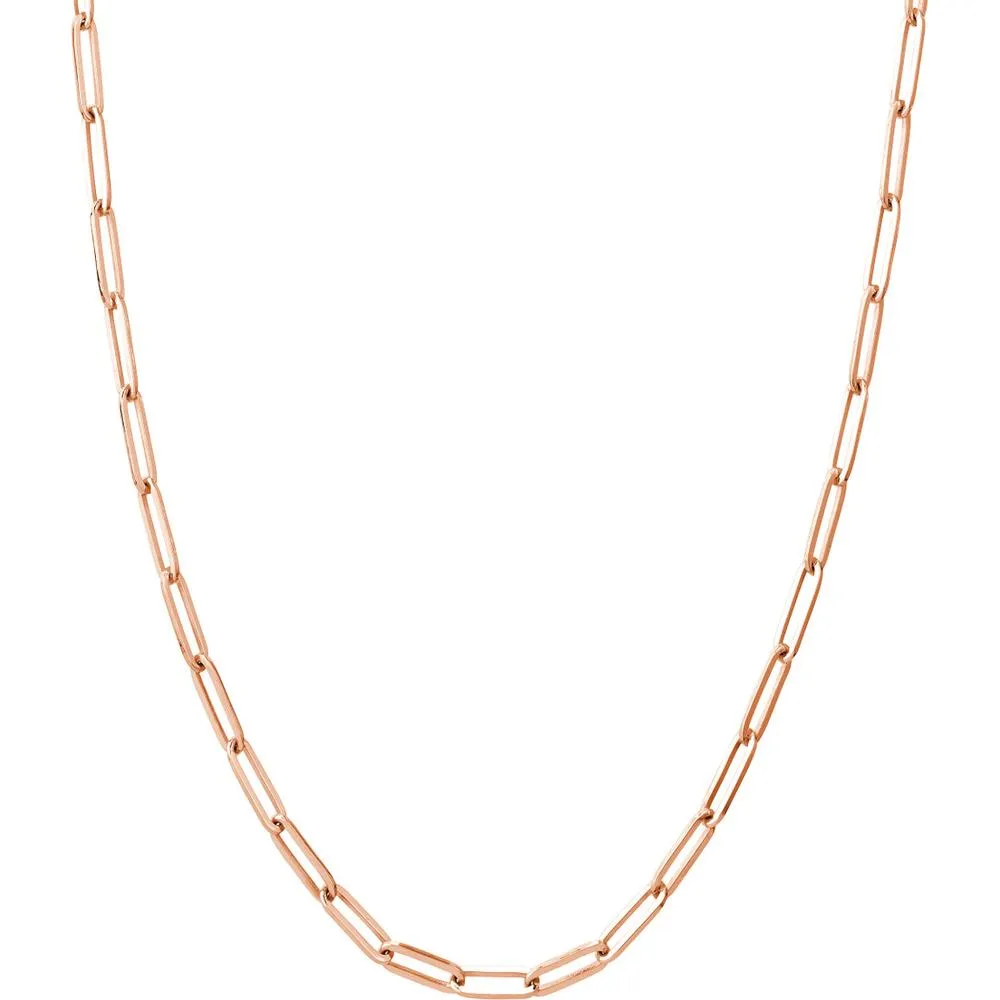 Olas d'Oro - 18K Rose Gold Designer Long Link Chain - 18" Necklace, 3.80mm Width, 14.14 Grams Weight