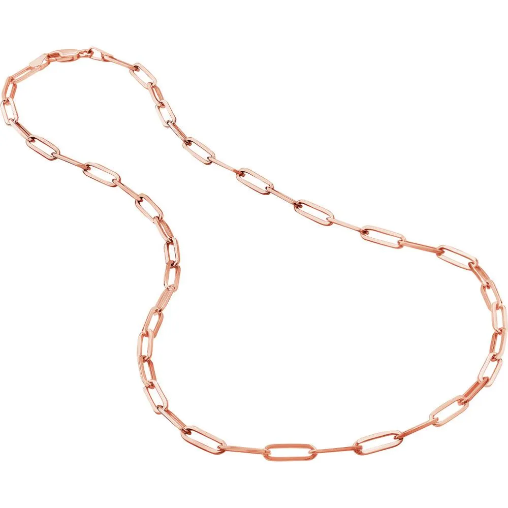 Olas d'Oro - 18K Rose Gold Designer Long Link Chain - 18" Necklace, 3.80mm Width, 14.14 Grams Weight