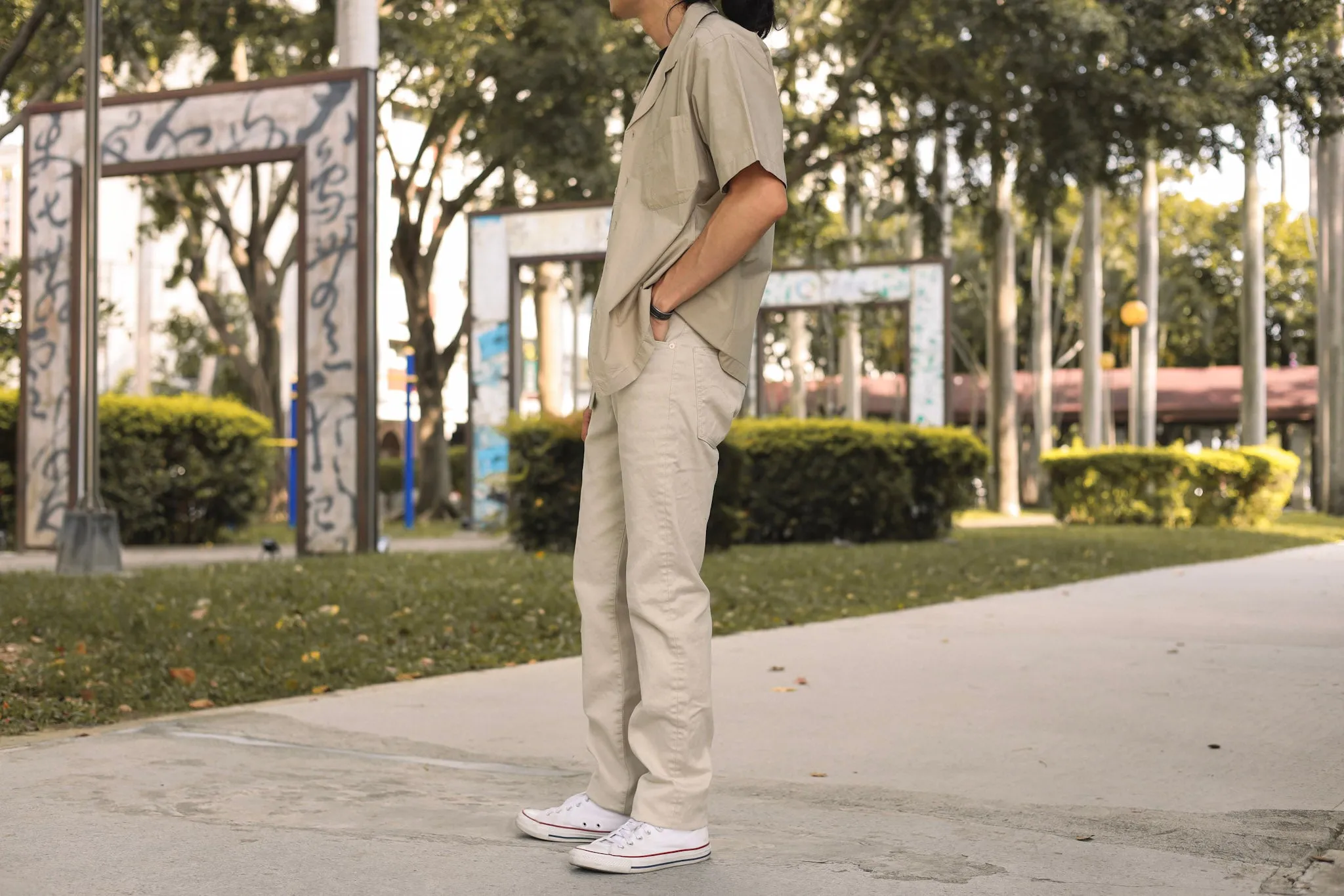 【ONI DENIM】216PQ Californians Pique Straight Jeans／60年代復古象牙白高腰修身直筒褲