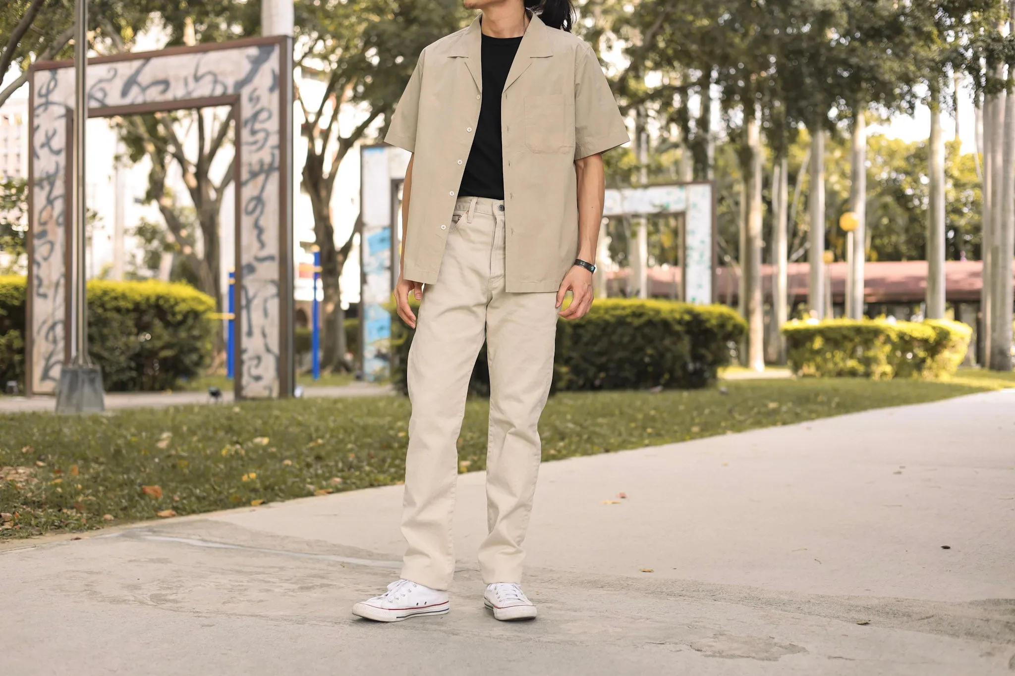 【ONI DENIM】216PQ Californians Pique Straight Jeans／60年代復古象牙白高腰修身直筒褲
